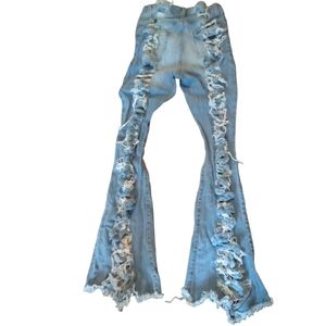 Back-siide Slashed Jeans